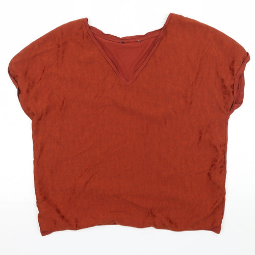 George Womens Orange Animal Print  Basic T-Shirt Size 10