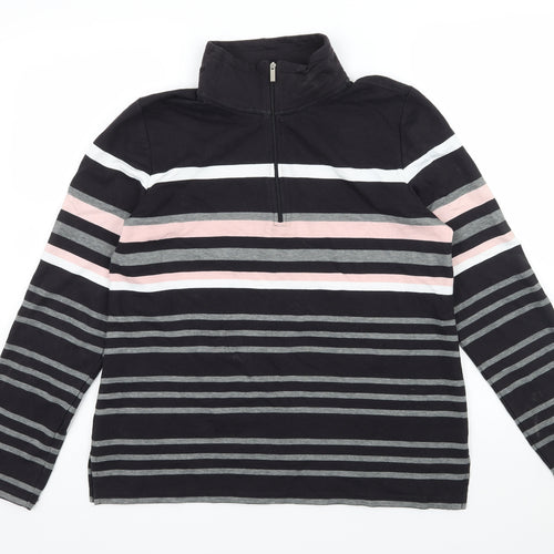 Croft & Barrow Womens Black Striped Jersey Pullover Sweatshirt Size M