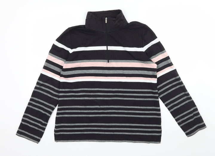 Croft & Barrow Womens Black Striped Jersey Pullover Sweatshirt Size M