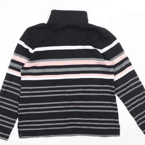 Croft & Barrow Womens Black Striped Jersey Pullover Sweatshirt Size M