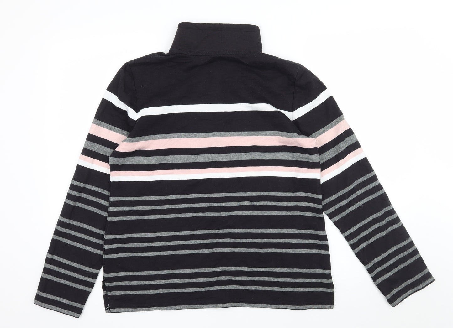 Croft & Barrow Womens Black Striped Jersey Pullover Sweatshirt Size M