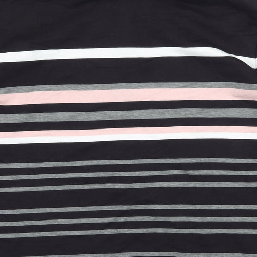Croft & Barrow Womens Black Striped Jersey Pullover Sweatshirt Size M