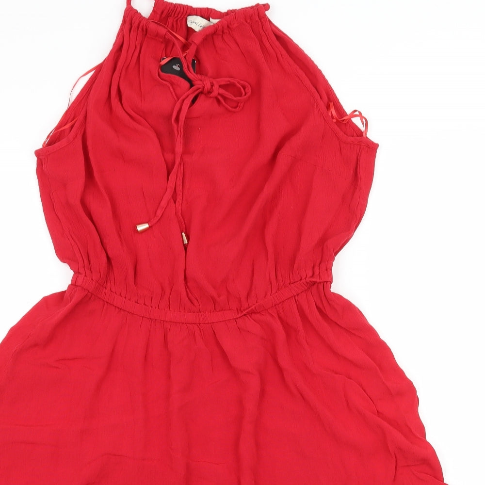 F&F Womens Red  Rayon Fit & Flare  Size 10