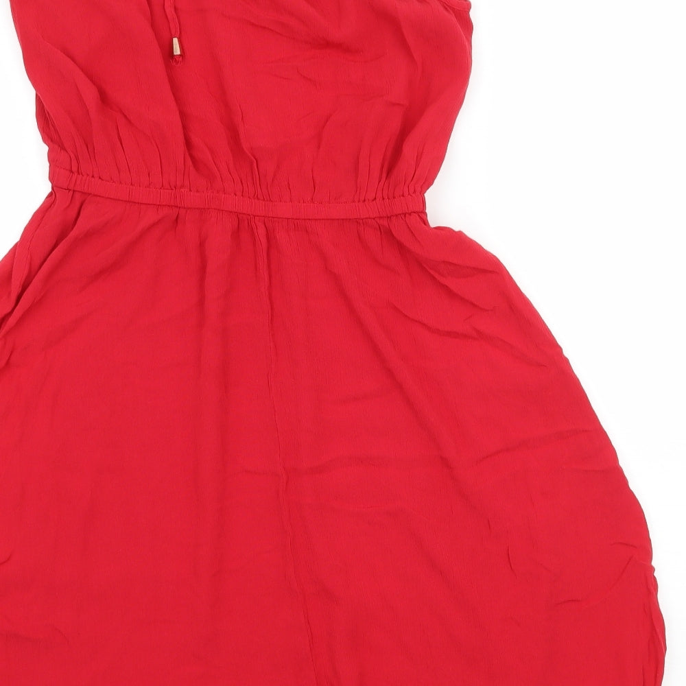 F&F Womens Red  Rayon Fit & Flare  Size 10
