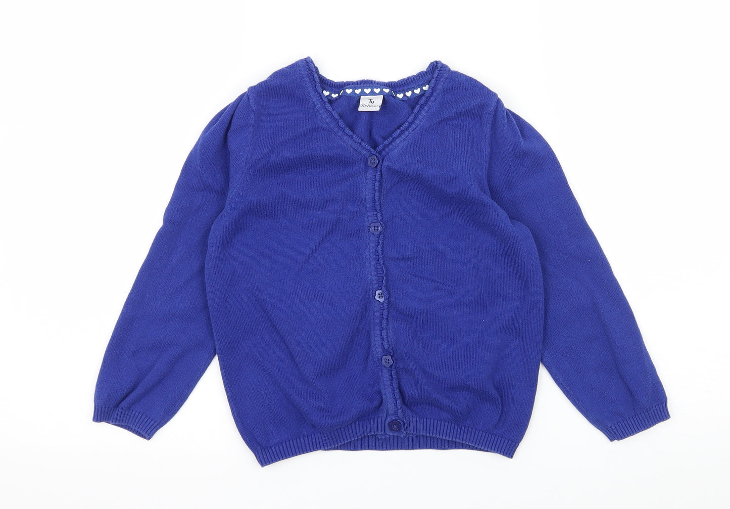 TU Girls Blue  Knit Cardigan Jumper Size 6 Years