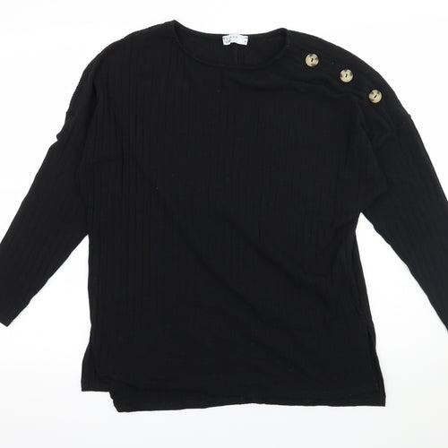 Papaya Womens Black  Jersey Basic T-Shirt Size 14