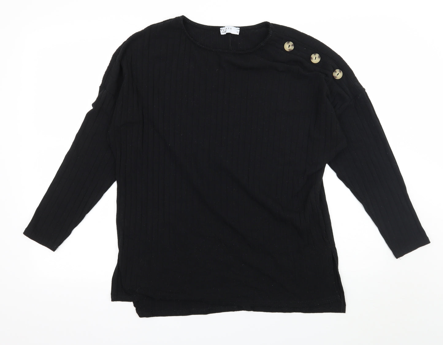 Papaya Womens Black  Jersey Basic T-Shirt Size 14