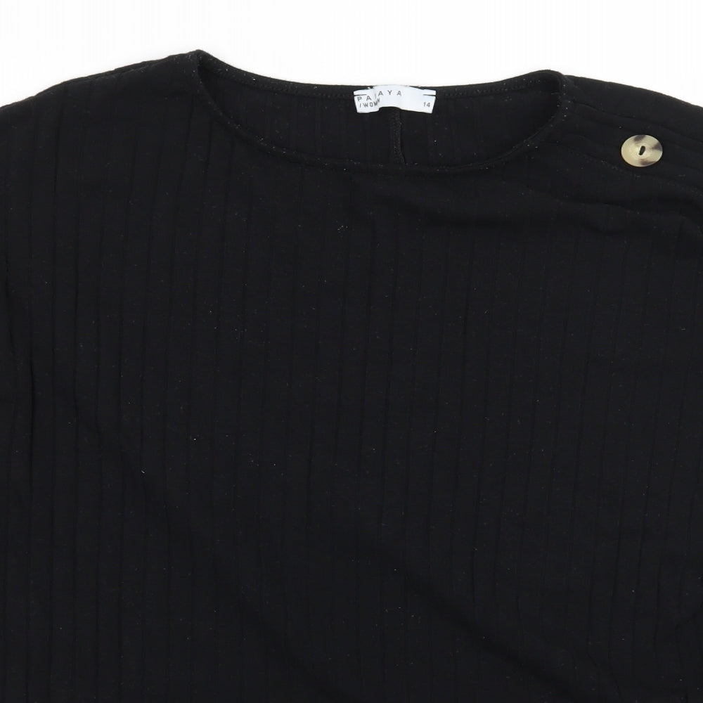 Papaya Womens Black  Jersey Basic T-Shirt Size 14
