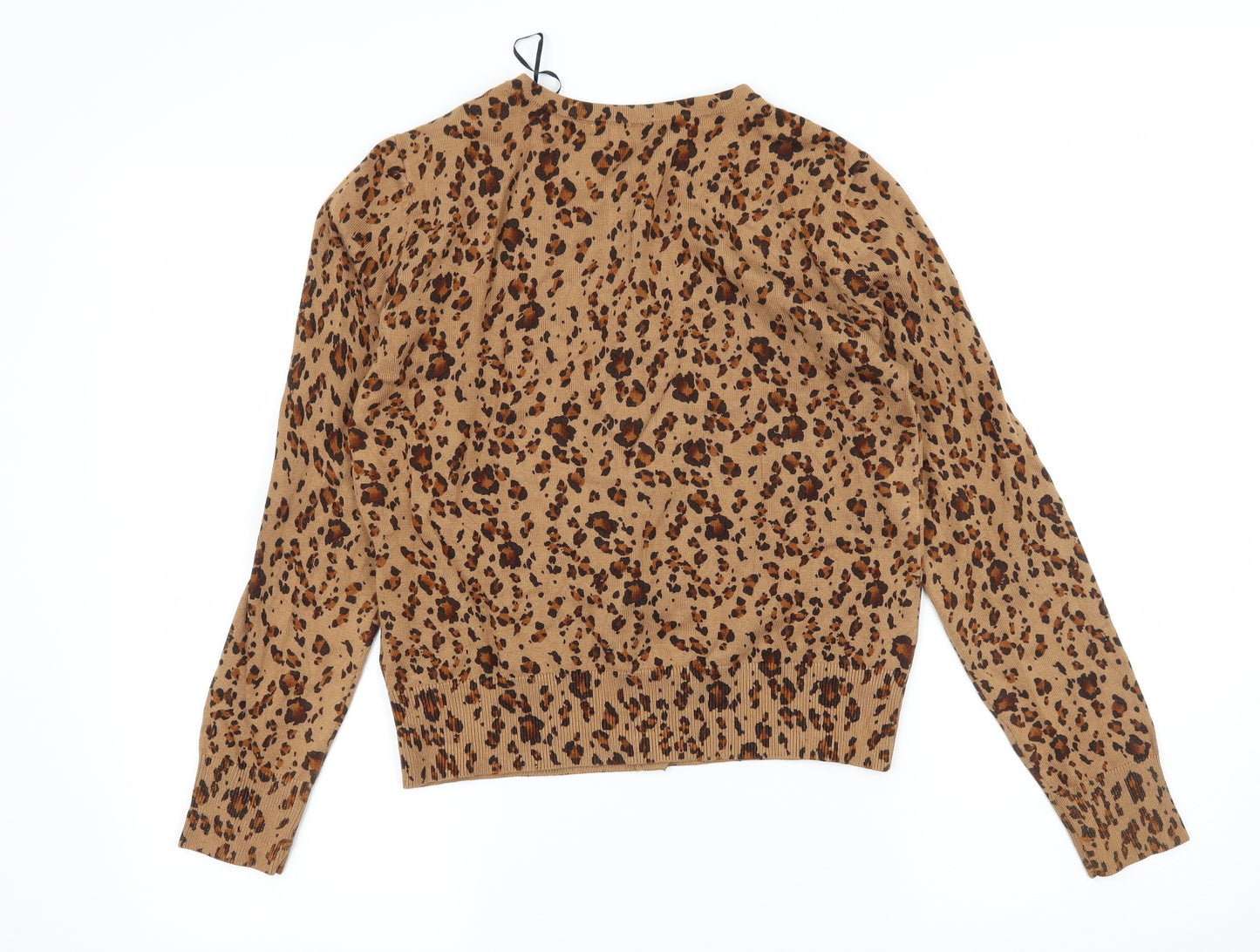 H&M Womens Brown Animal Print Knit Cardigan Jumper Size S