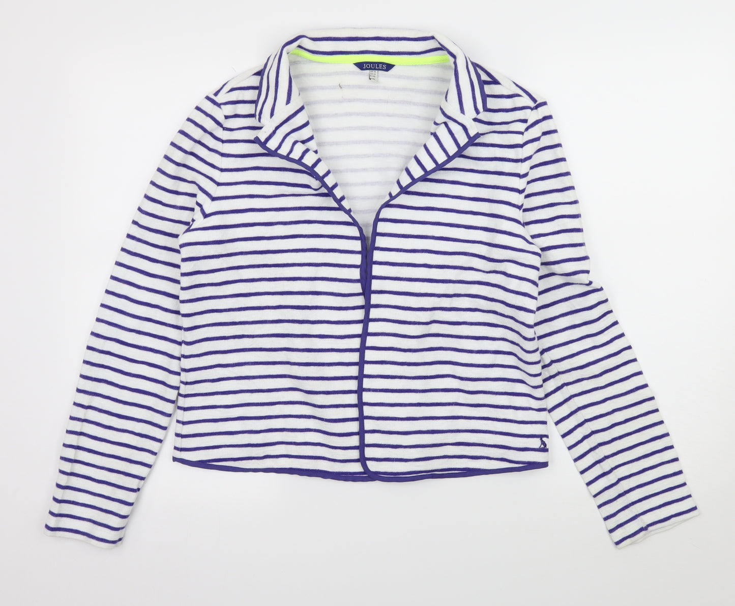 Joules Womens White Striped Jersey Jacket  Size 16