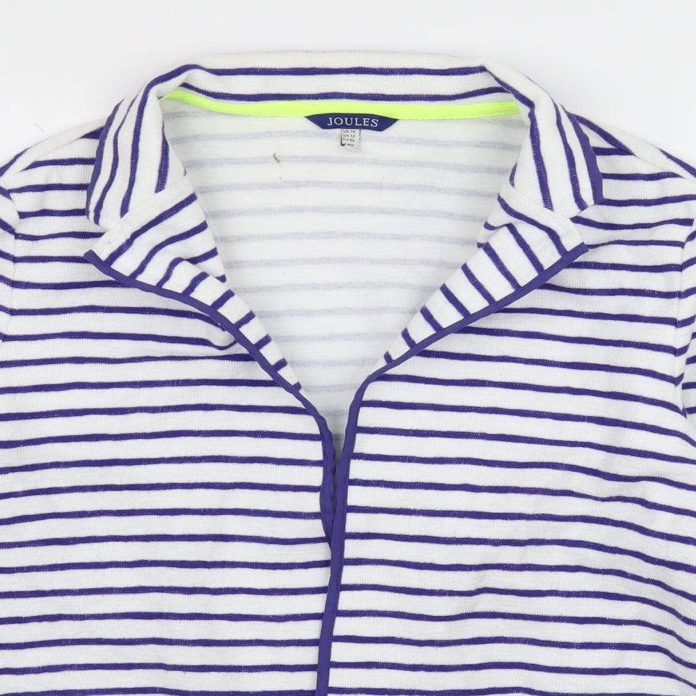 Joules Womens White Striped Jersey Jacket  Size 16