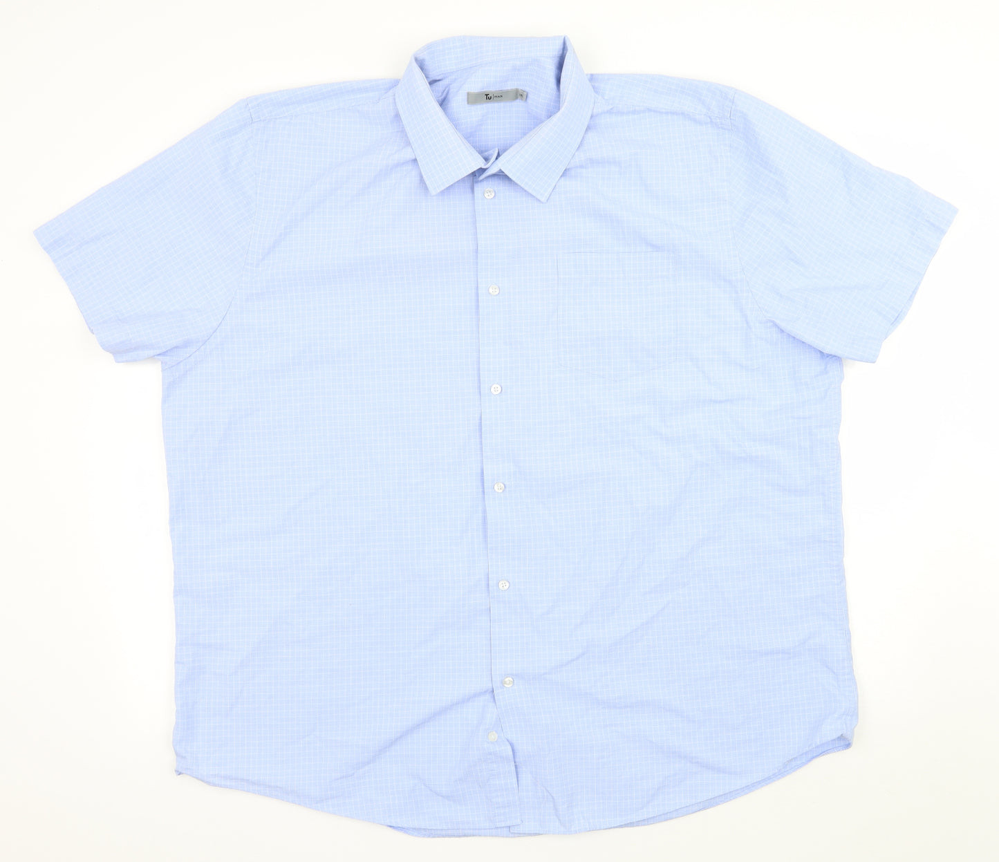 TU Mens Blue Check   Dress Shirt Size 18.5