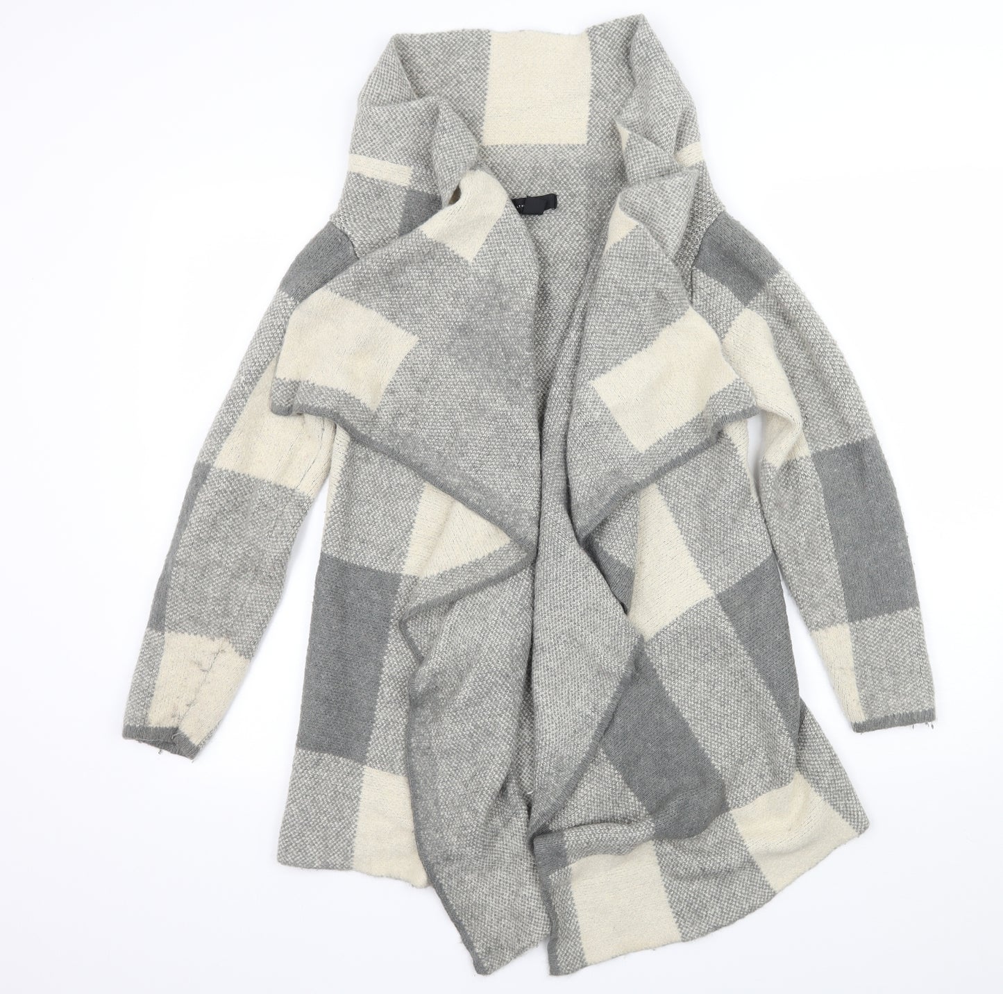 Atmosphere Womens Grey Check Knit Cardigan Jumper Size 10