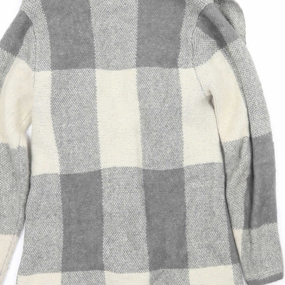 Atmosphere Womens Grey Check Knit Cardigan Jumper Size 10