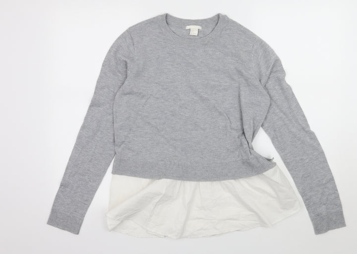 H&M Womens Grey  Knit Pullover Jumper Size M