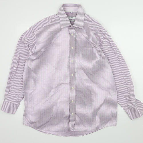 Christian Troelstrup Mens Purple Striped   Button-Up Size L