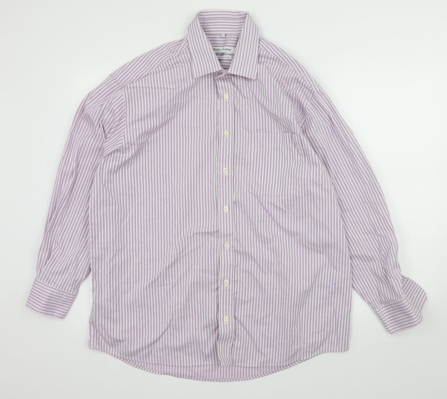 Christian Troelstrup Mens Purple Striped   Button-Up Size L