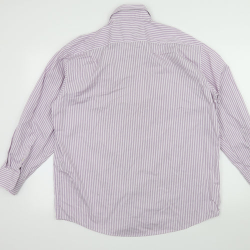 Christian Troelstrup Mens Purple Striped   Button-Up Size L