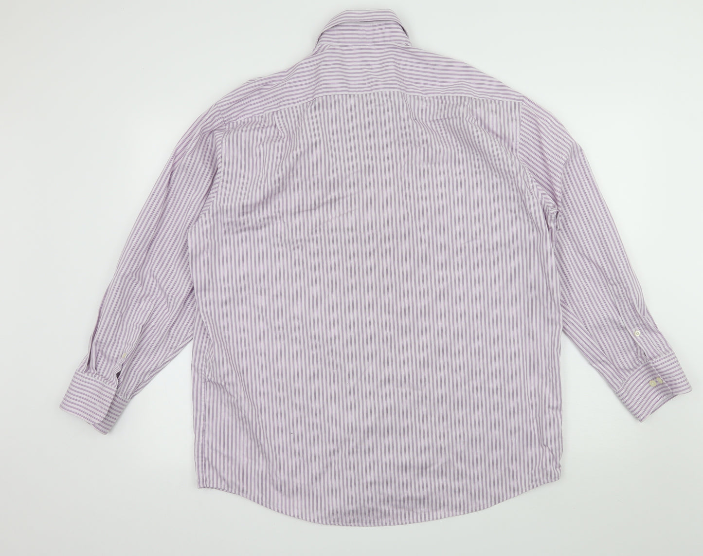 Christian Troelstrup Mens Purple Striped   Button-Up Size L