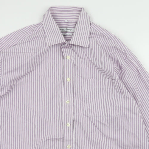 Christian Troelstrup Mens Purple Striped   Button-Up Size L
