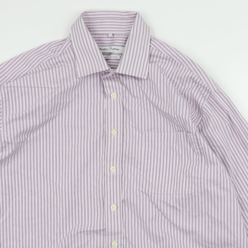 Christian Troelstrup Mens Purple Striped   Button-Up Size L