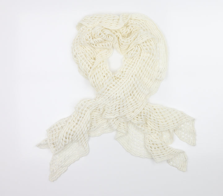 Preworn Womens Ivory Knit Scarf - open knit