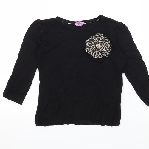 F&F Girls Black  Jersey Basic T-Shirt Size 5-6 Years
