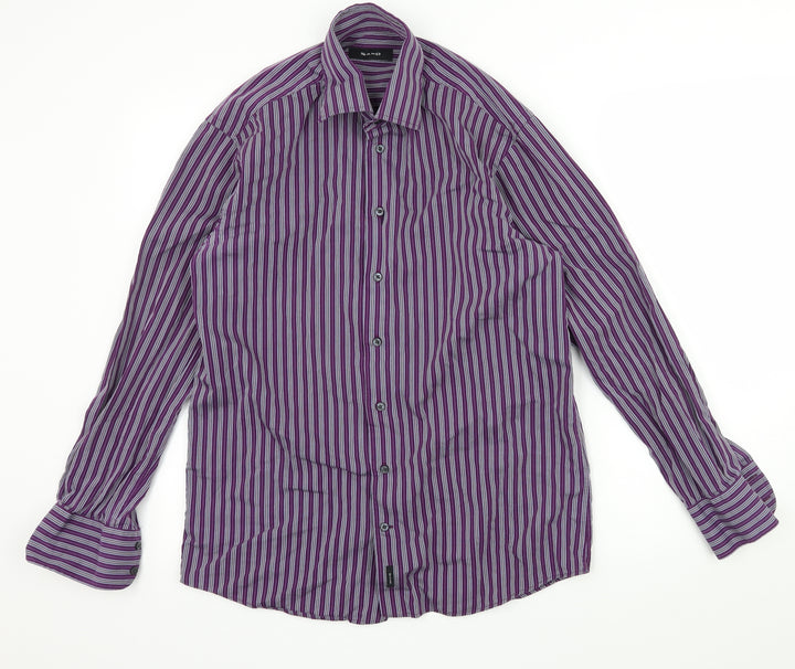 Sand  Womens Purple Striped  Basic Button-Up Size M