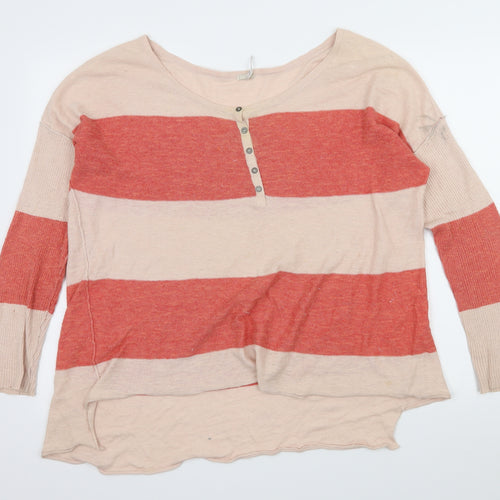 FP Beach Womens Pink Striped Knit Pullover Jumper Size S