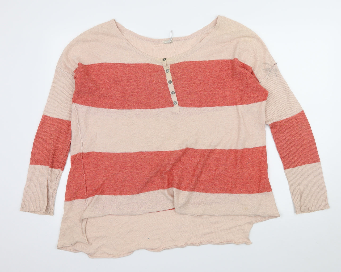 FP Beach Womens Pink Striped Knit Pullover Jumper Size S