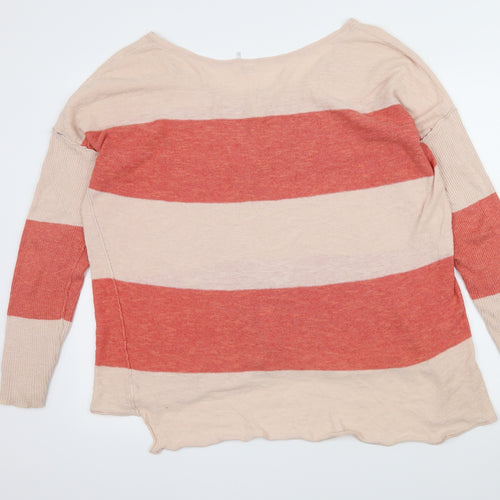 FP Beach Womens Pink Striped Knit Pullover Jumper Size S
