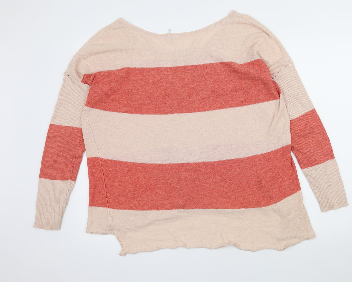 FP Beach Womens Pink Striped Knit Pullover Jumper Size S