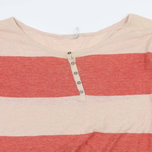 FP Beach Womens Pink Striped Knit Pullover Jumper Size S