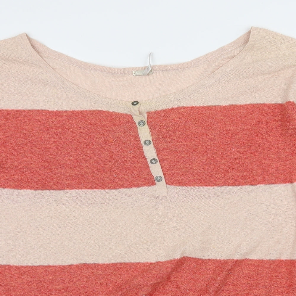 FP Beach Womens Pink Striped Knit Pullover Jumper Size S