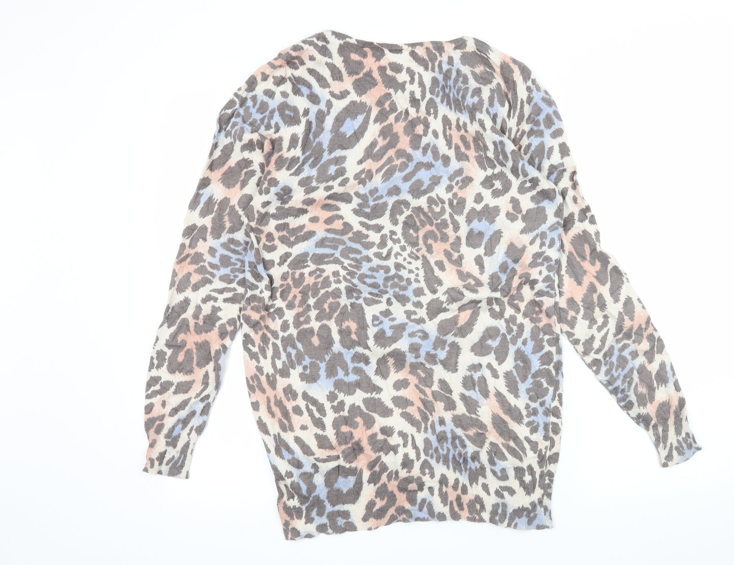 Marks and Spencer Womens Ivory Animal Print Knit Pullover Jumper Size 14
