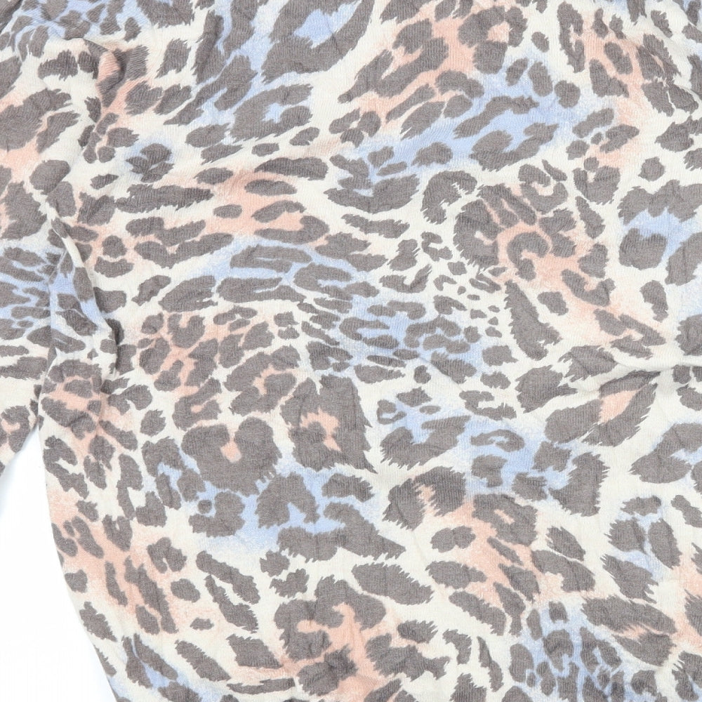 Marks and Spencer Womens Ivory Animal Print Knit Pullover Jumper Size 14