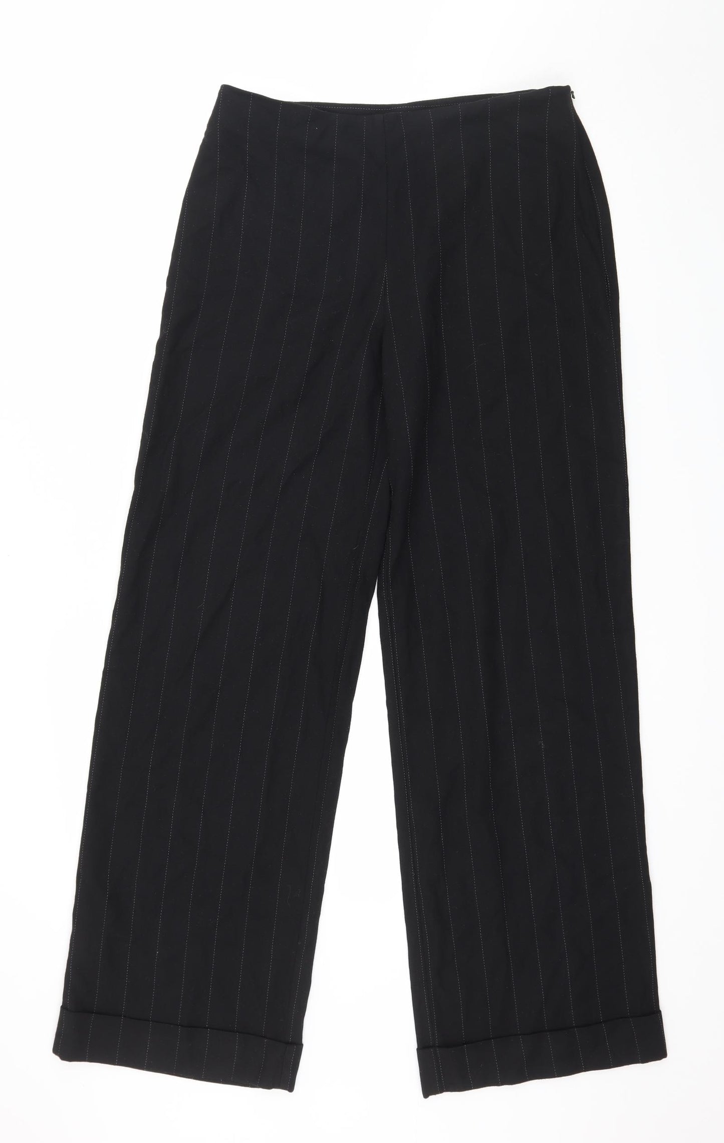 NEXT Womens Black Striped  Trousers  Size 12 L30 in