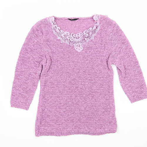 Bonmarché Womens Purple  Knit Pullover Jumper Size S