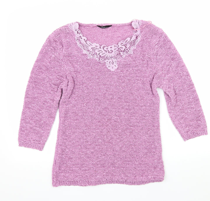 Bonmarché Womens Purple Knit Pullover Jumper Size S