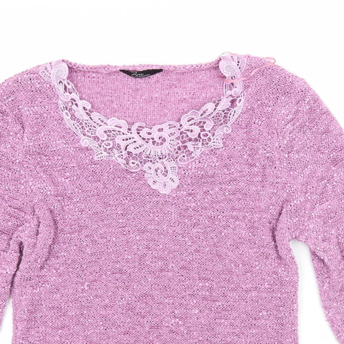 Bonmarché Womens Purple  Knit Pullover Jumper Size S