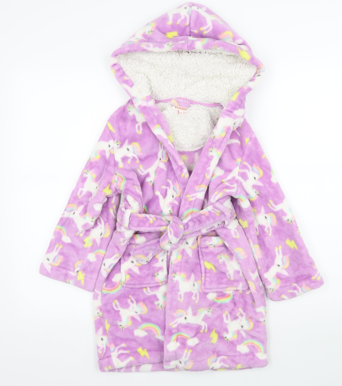 Blue Zoo Girls Purple Geometric Microfibre Top Robe Size 5-6 Years  - Unicorn