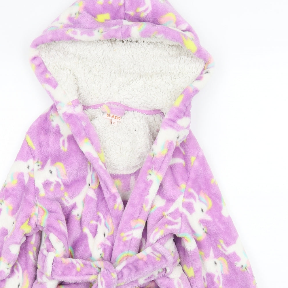 Blue Zoo Girls Purple Geometric Microfibre Top Robe Size 5-6 Years  - Unicorn