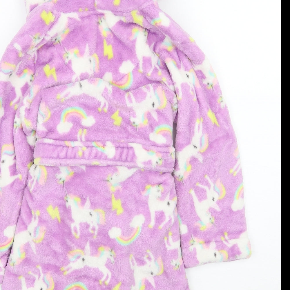 Blue Zoo Girls Purple Geometric Microfibre Top Robe Size 5-6 Years  - Unicorn