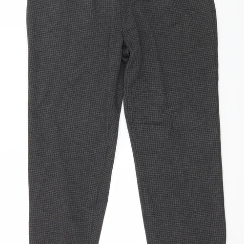 Marks and Spencer Womens Grey Houndstooth  Trousers  Size 14 L25 in