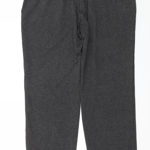 Marks and Spencer Womens Grey Houndstooth  Trousers  Size 14 L25 in