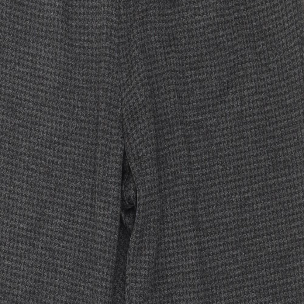 Marks and Spencer Womens Grey Houndstooth  Trousers  Size 14 L25 in