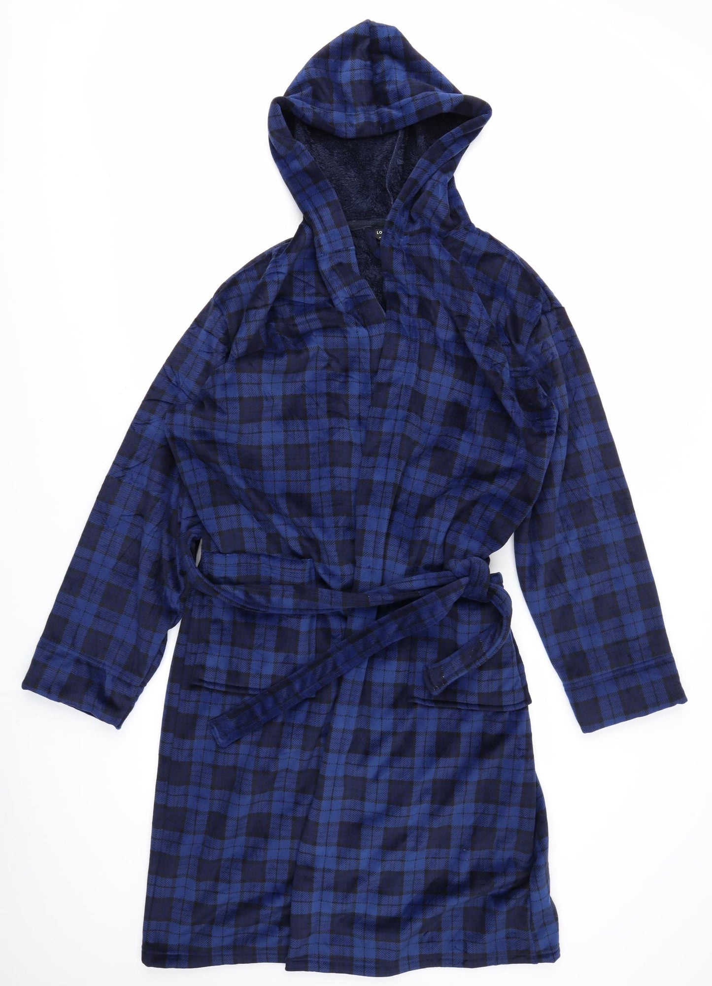 Debenhams Mens Blue Check Fleece  Robe Size L
