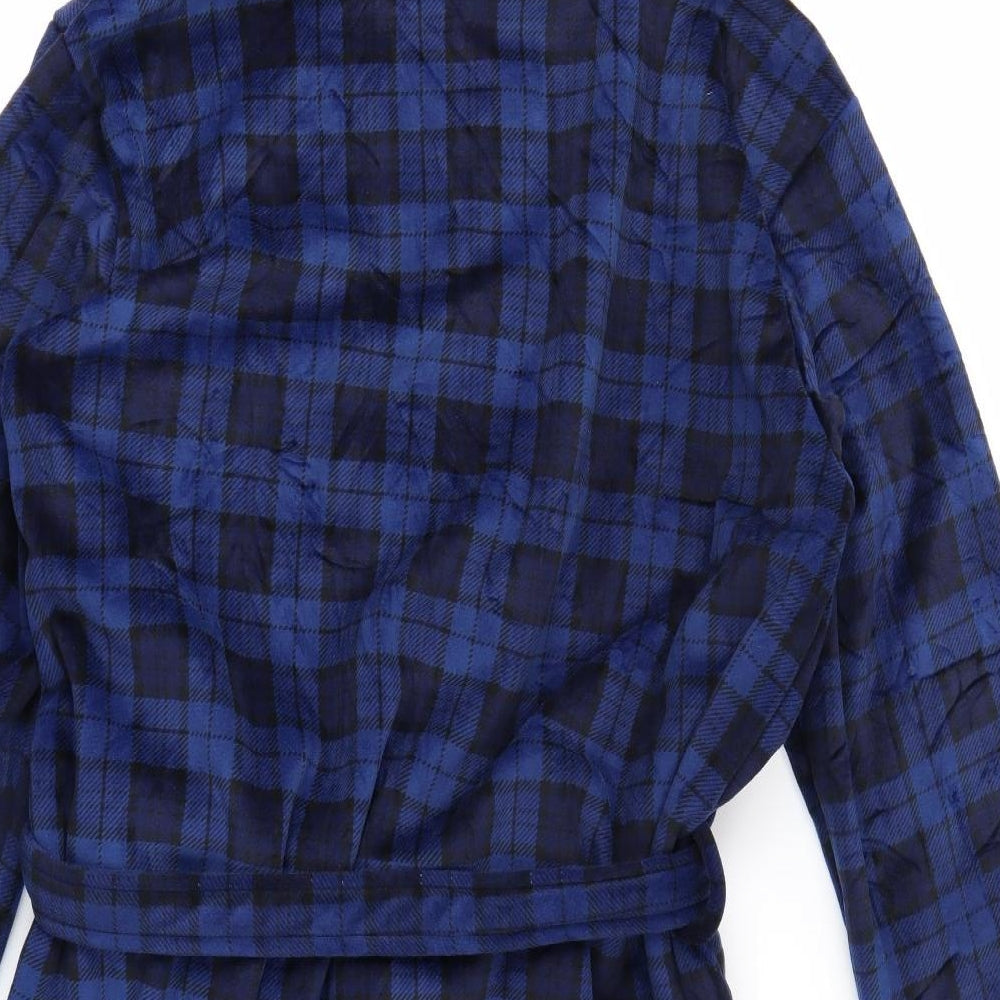 Debenhams Mens Blue Check Fleece  Robe Size L