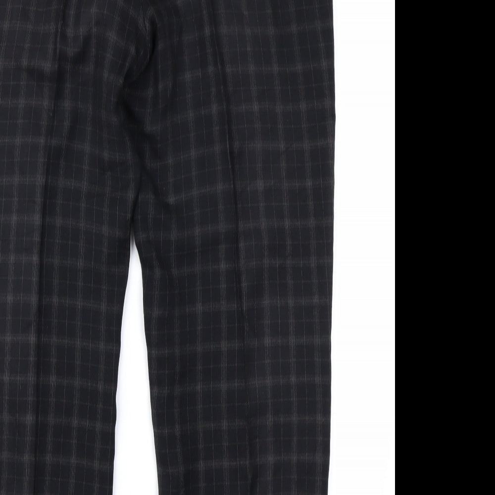 Marks & Spencer Womens Black Check  Trousers  Size 16 L20 in