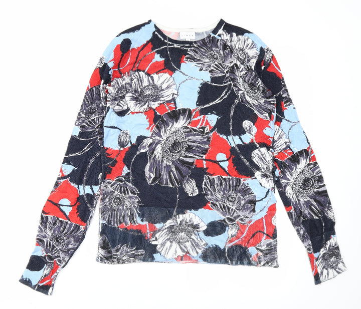 Linea Womens Blue Floral  Pullover Jumper Size 10